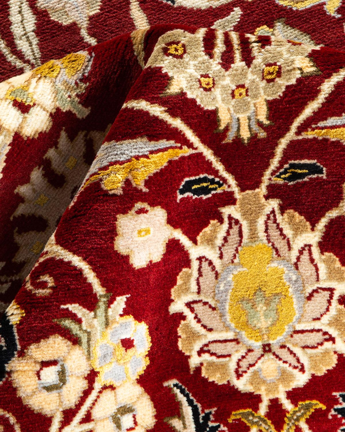 Handgeknüpfter traditioneller orientalischer Mogul-Roter Teppich, handgeknüpft, Unikat im Angebot 1
