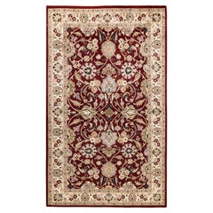 One-Of-A-Kind Hand Knotted Traditional Oriental Mogul Red Area Rug 3' 1" x 5' 1"
