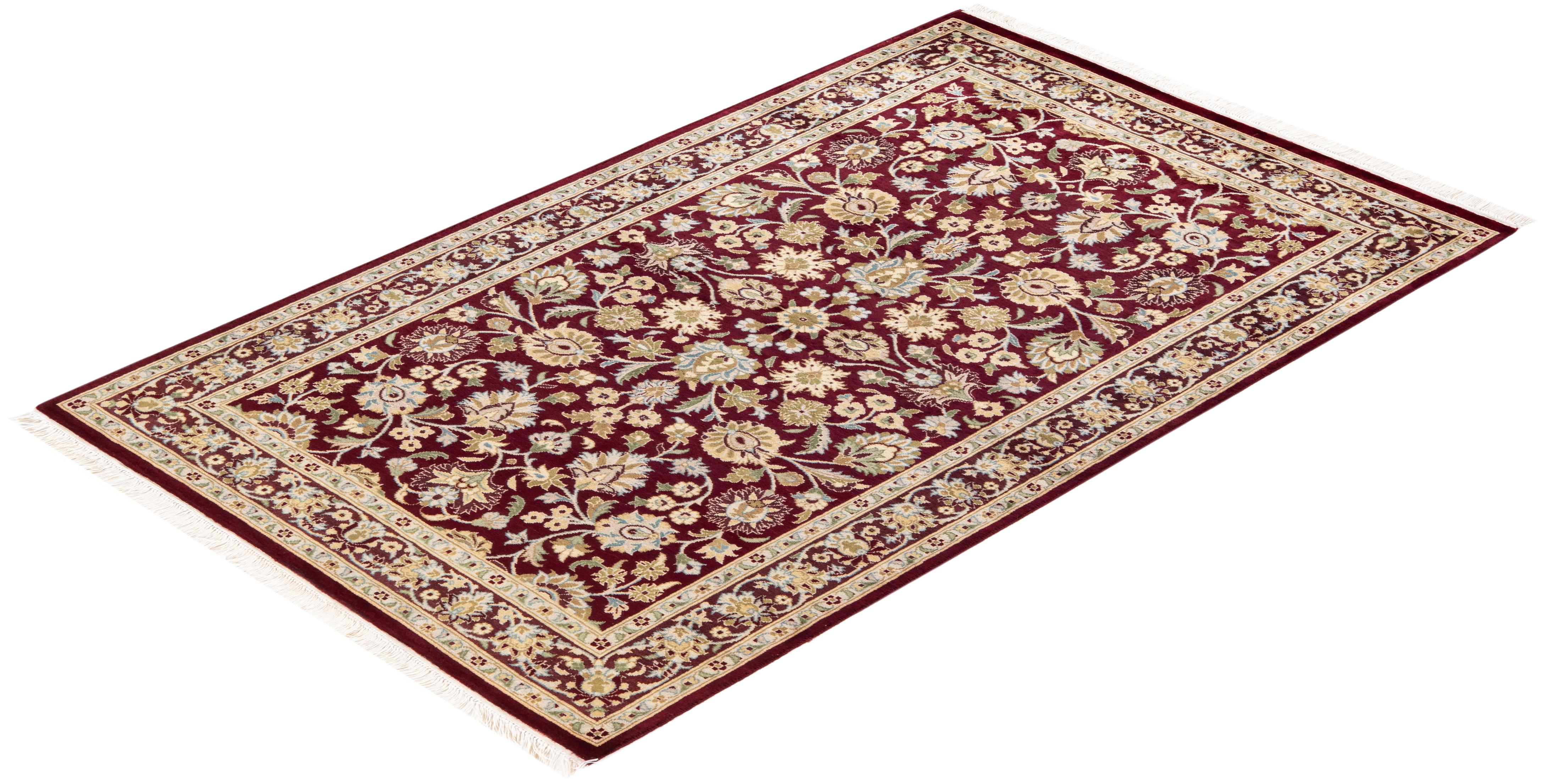 One-of-a-Kind Hand Knotted Traditional Oriental Mogul Red Area Rug For Sale 2