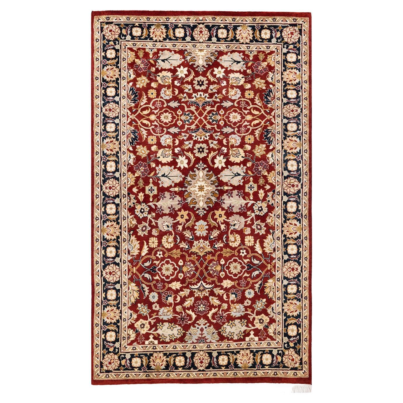 One-of-a-Kind Hand Knotted Traditional Oriental Mogul Red Area Rug