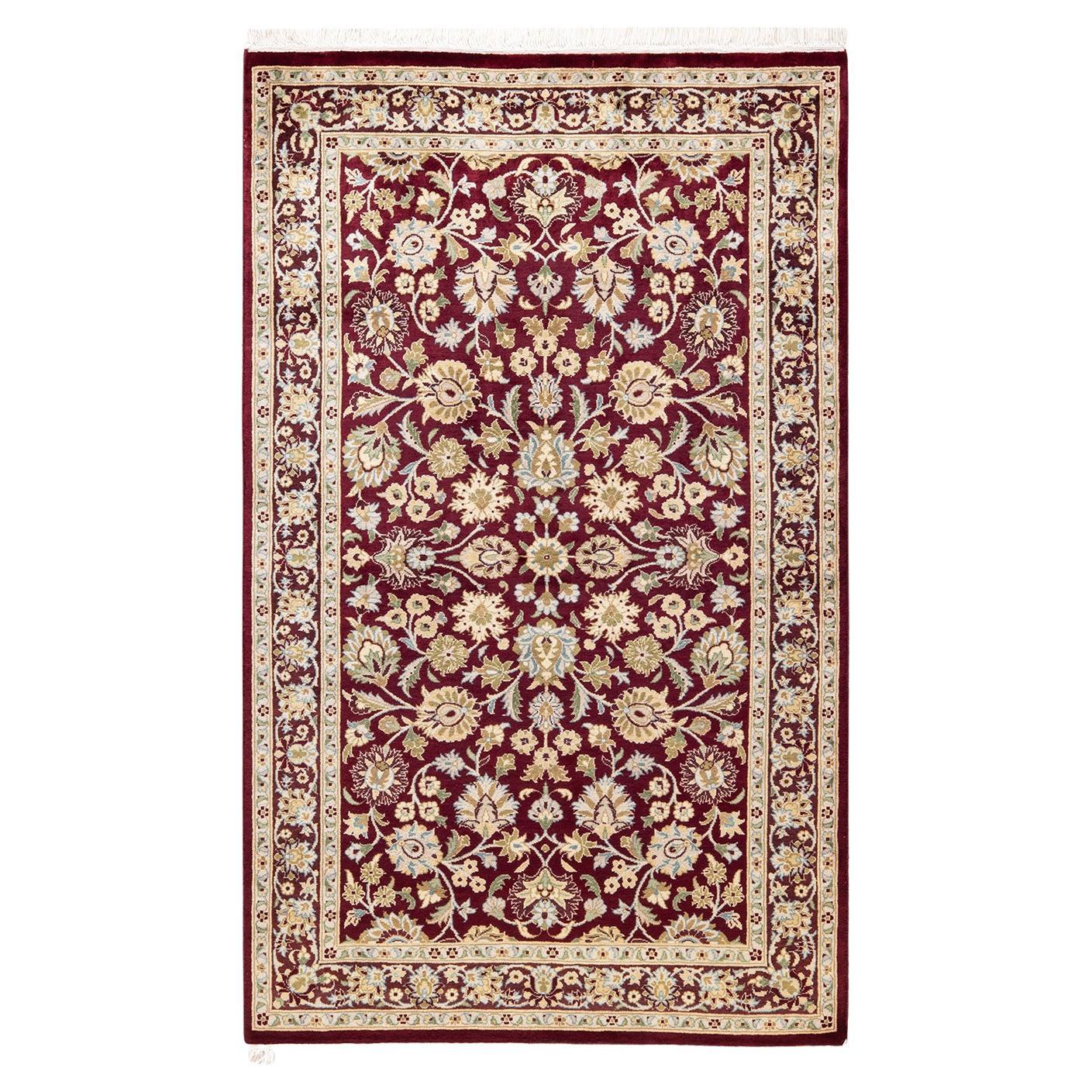 One-of-a-Kind Hand Knotted Traditional Oriental Mogul Red Area Rug For Sale