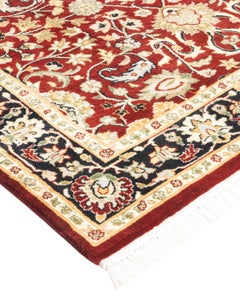Einzigartiger handgeknüpfter traditioneller orientalischer Mogul-Roter Teppich, 1,83 m x 1,83 m, Unikat