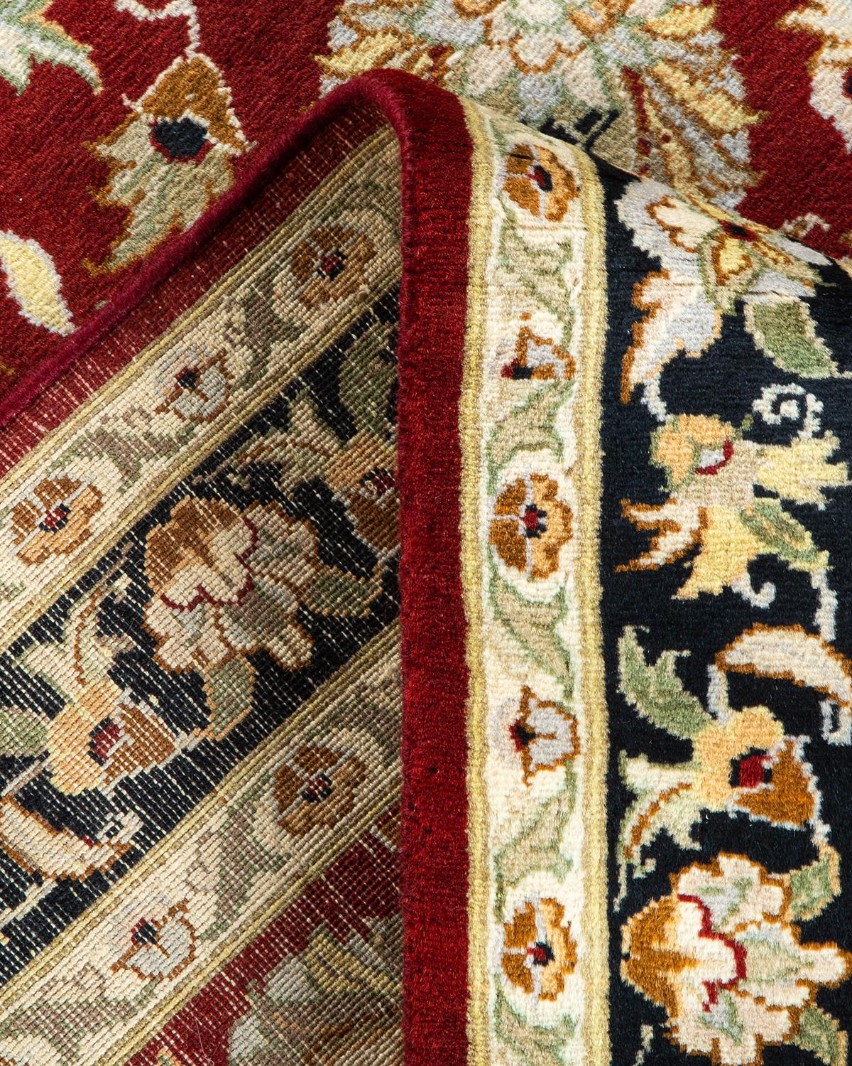 Alfombra Mogul Tradicional Oriental Roja Anudada a Mano Única 1' 1