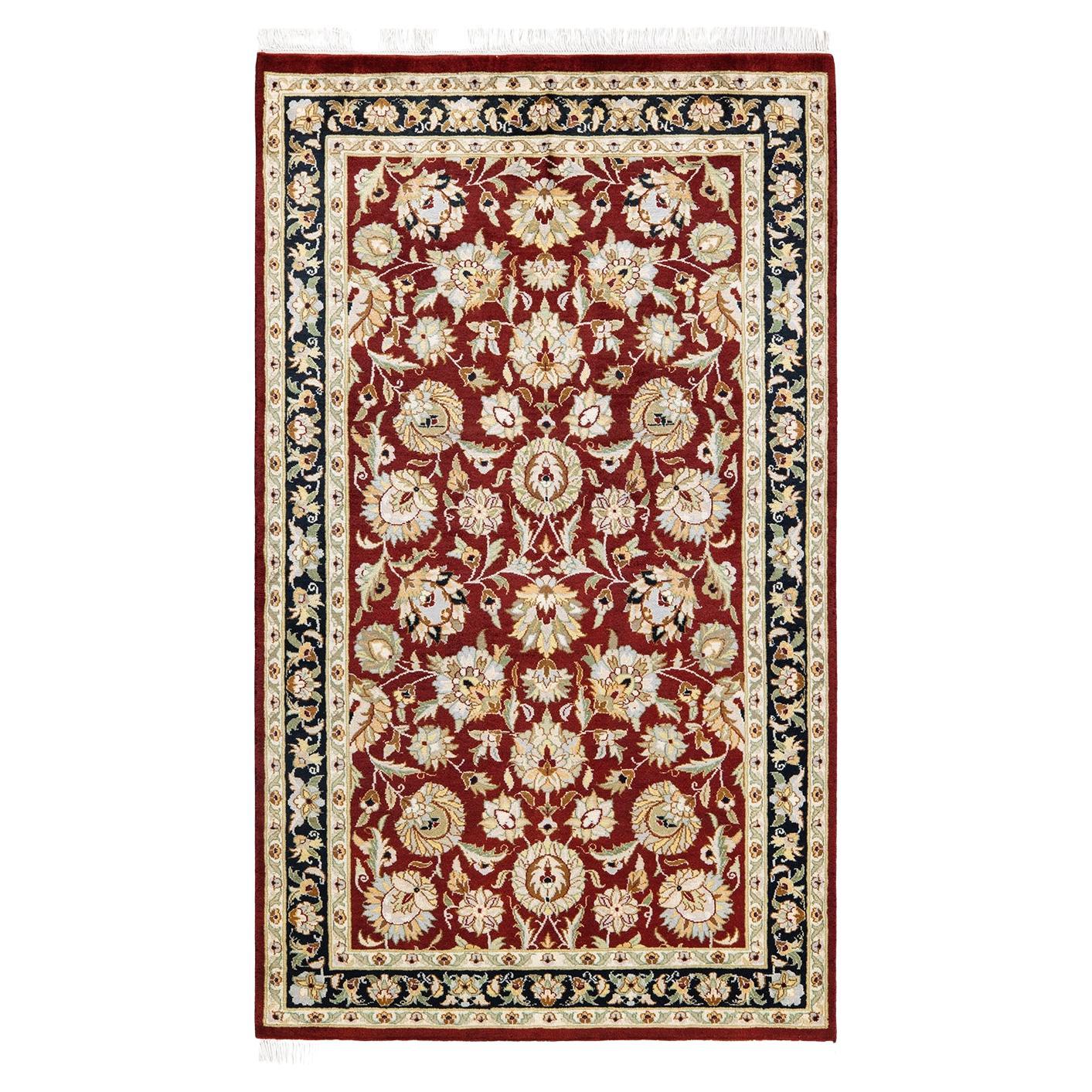 Tappeto tradizionale orientale Mogul Red, unico nel suo genere, annodato a mano.