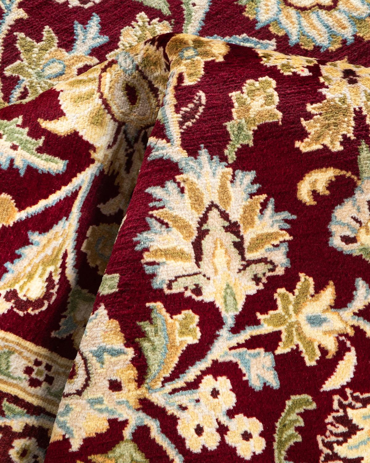 Handgeknüpfter traditioneller orientalischer Mogul-Roter Teppich, handgeknüpft, Unikat im Angebot 1
