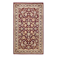 Handgeknüpfter traditioneller orientalischer Mogul-Roter Teppich, handgeknüpft, Unikat