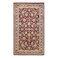 One-Of-A-Kind Hand Knotted Traditional Oriental Mogul Red Area Rug