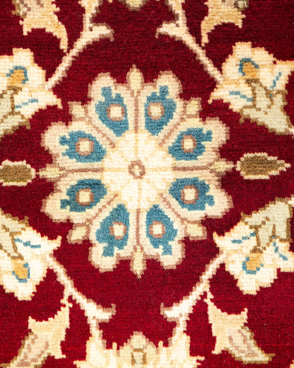 Pakistani One-of-a-kind Hand Knotted Traditional Oriental Mogul Red Area Rug For Sale