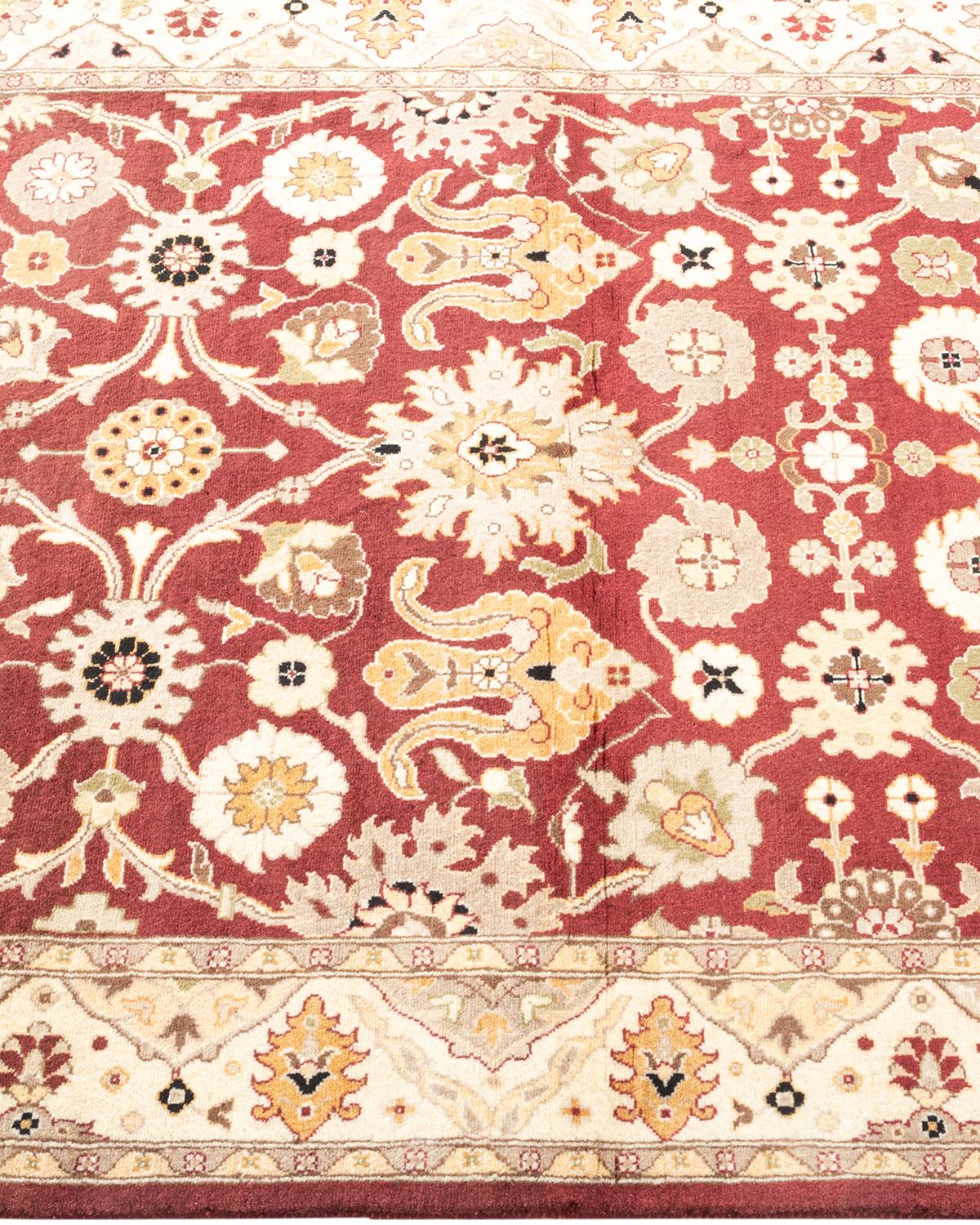 One-Of-A-Kind Hand Knotted Traditional Oriental Mogul Red Area Rug In New Condition For Sale In Norwalk, CT