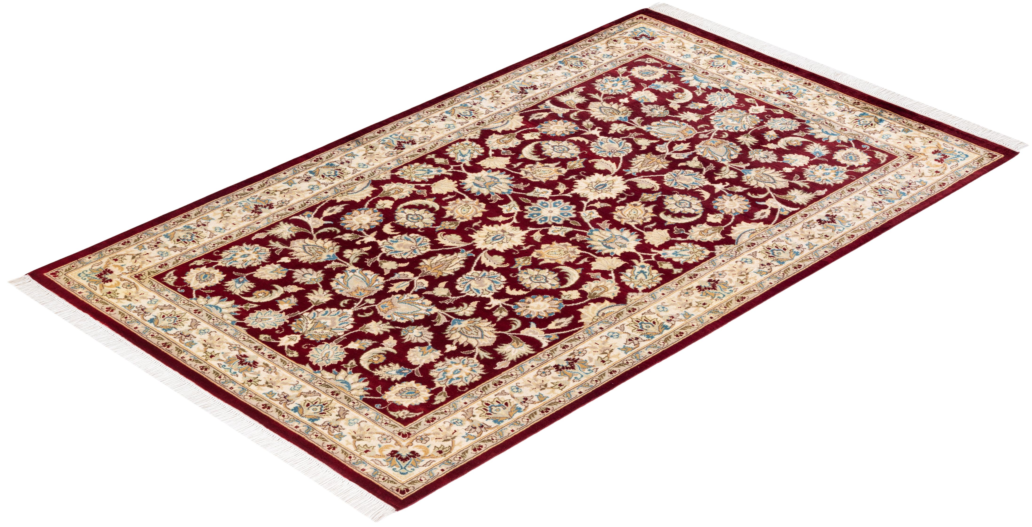 One-of-a-kind Hand Knotted Traditional Oriental Mogul Red Area Rug For Sale 2