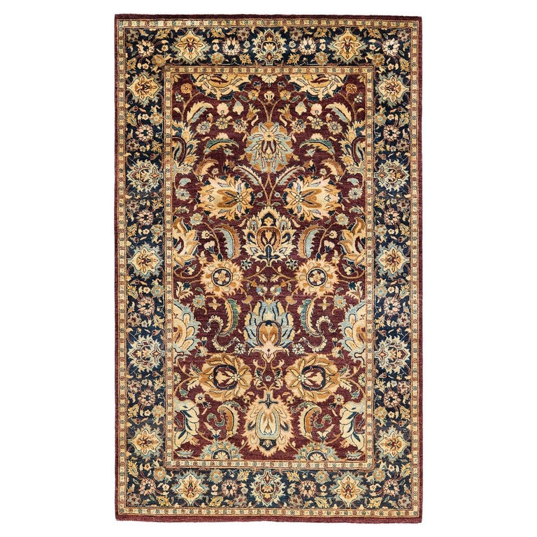 OneOfAKind Hand Knotted Traditional Oriental Mogul Red Area Rug For