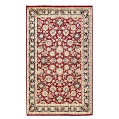 Handgeknüpfter traditioneller orientalischer Mogul-Roter Teppich, handgeknüpft, Unikat