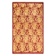 One-Of-A-Kind Hand Knotted Traditional Oriental Mogul Red Area Rug 3' 2" x 5' 3"