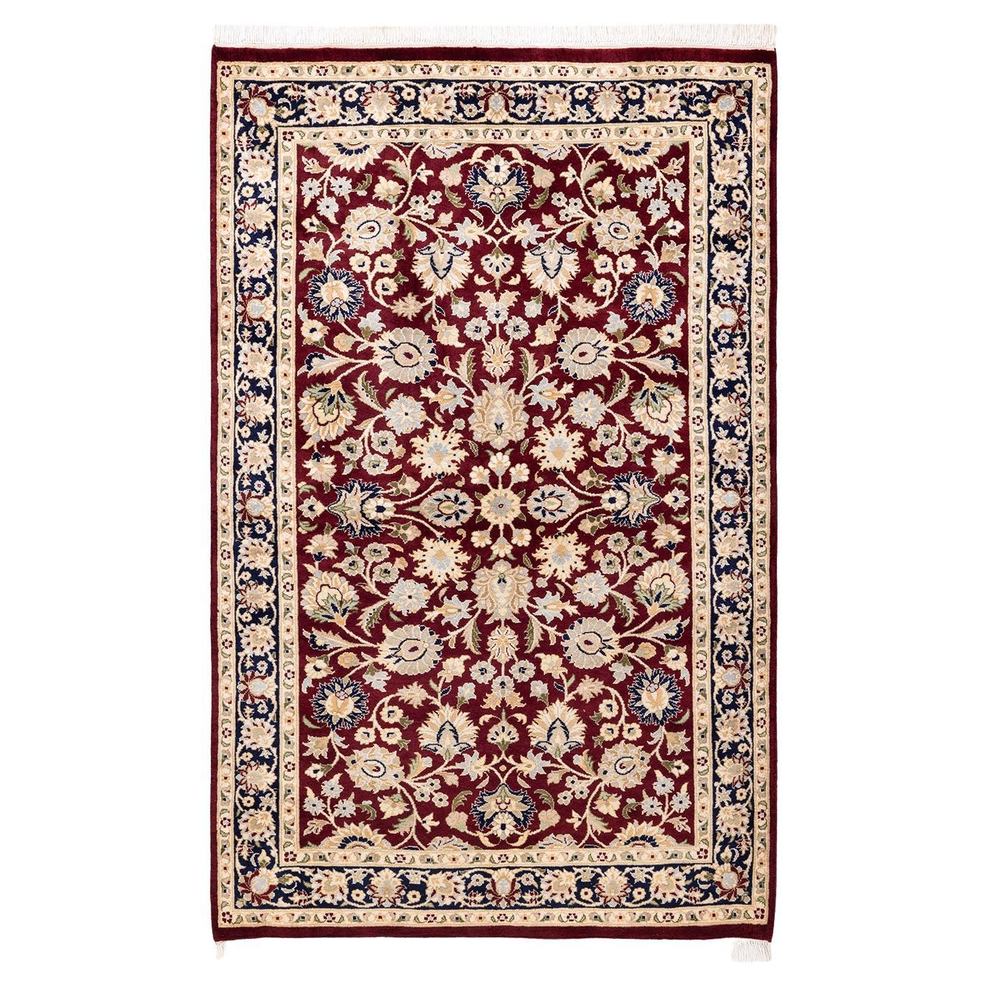 One-of-a-kind Hand Knotted Traditional Oriental Mogul Red Area Rug