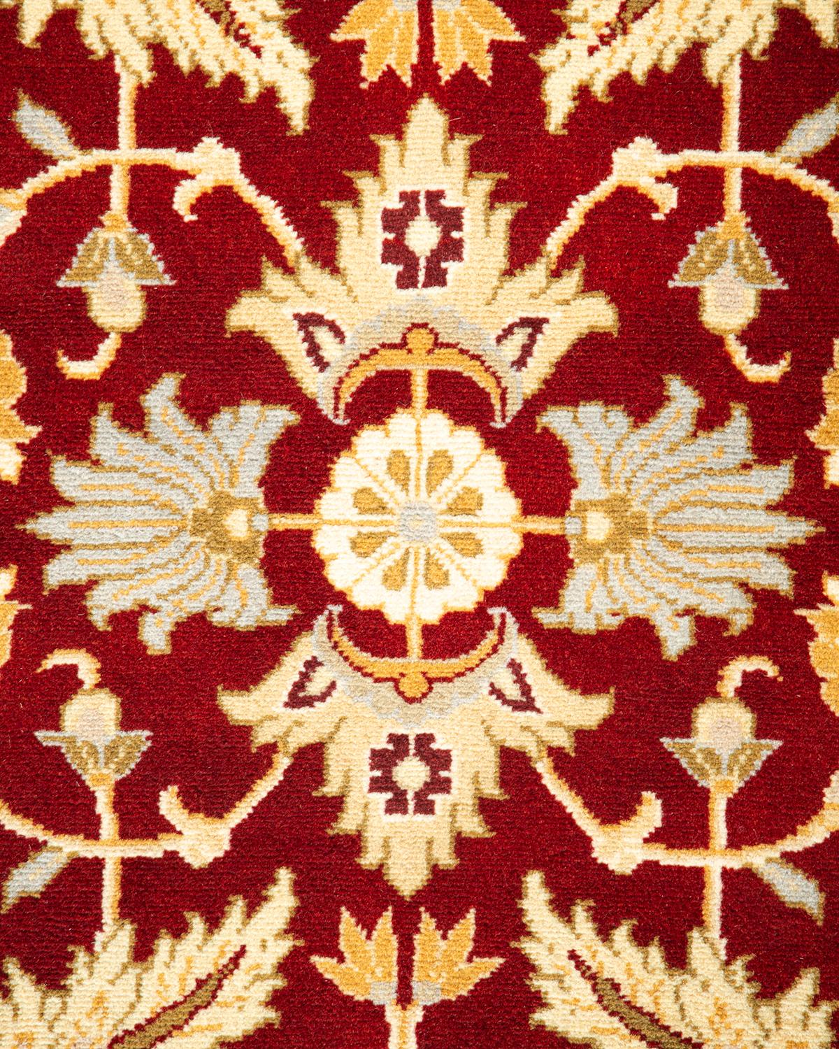 Handgeknüpfter traditioneller orientalischer Mogul-Roter Teppich, handgeknüpft, Unikat (Pakistanisch) im Angebot