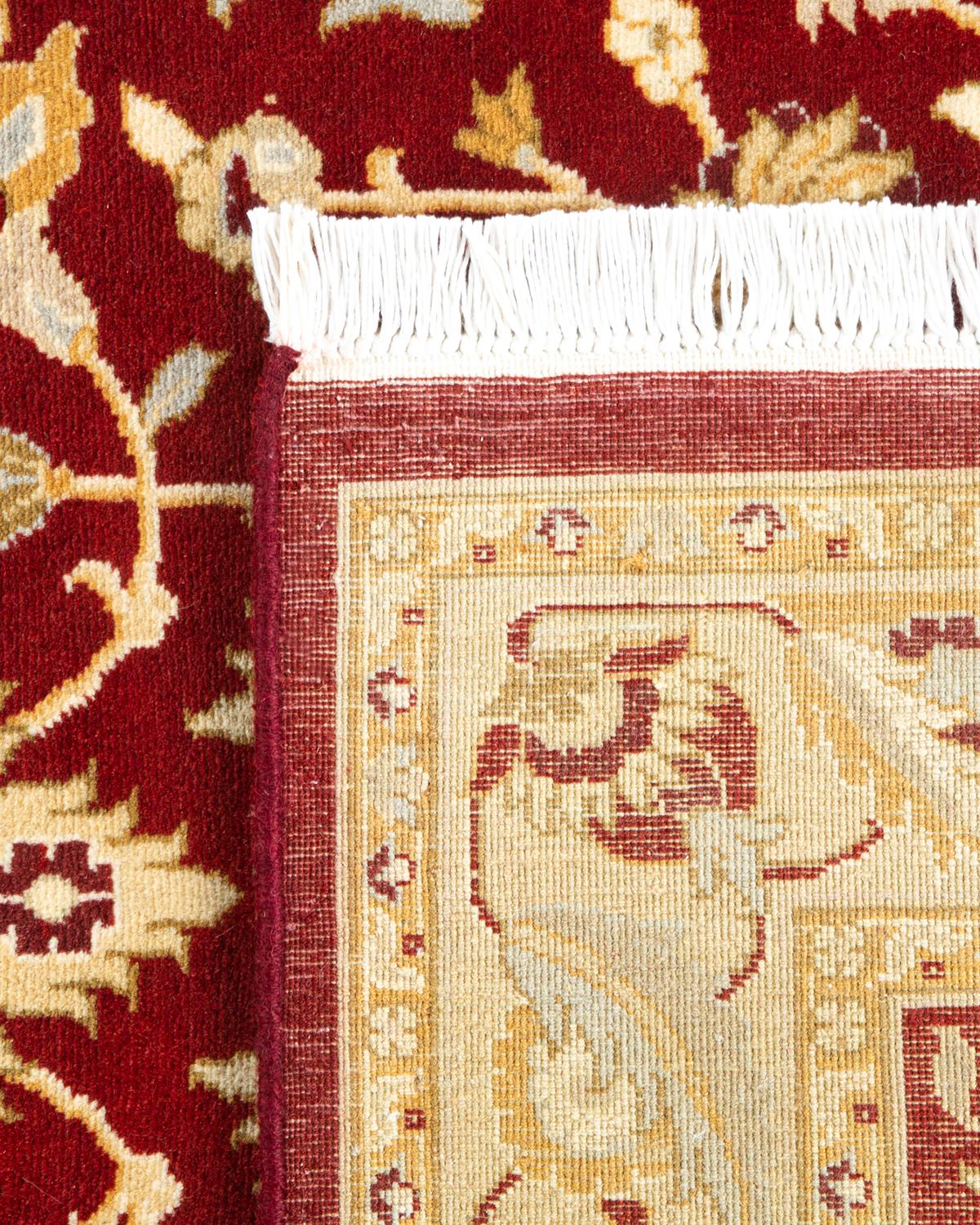Handgeknüpfter traditioneller orientalischer Mogul-Roter Teppich, handgeknüpft, Unikat (21. Jahrhundert und zeitgenössisch) im Angebot