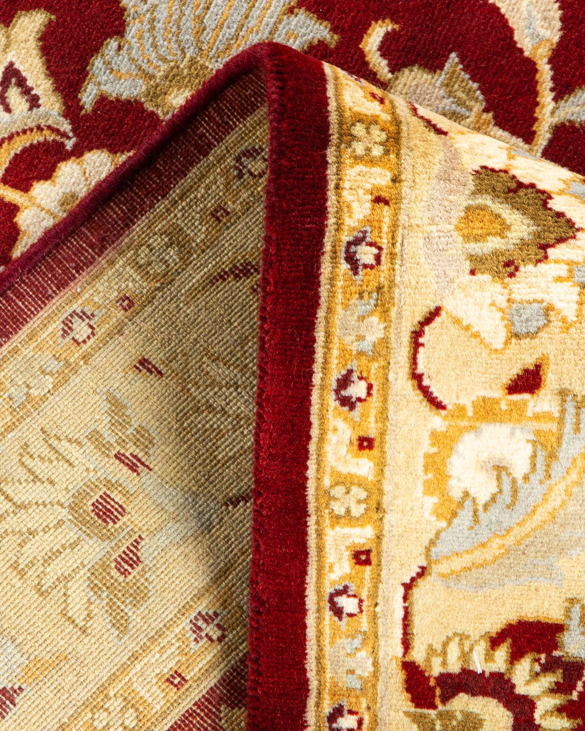 Handgeknüpfter traditioneller orientalischer Mogul-Roter Teppich, handgeknüpft, Unikat (Wolle) im Angebot