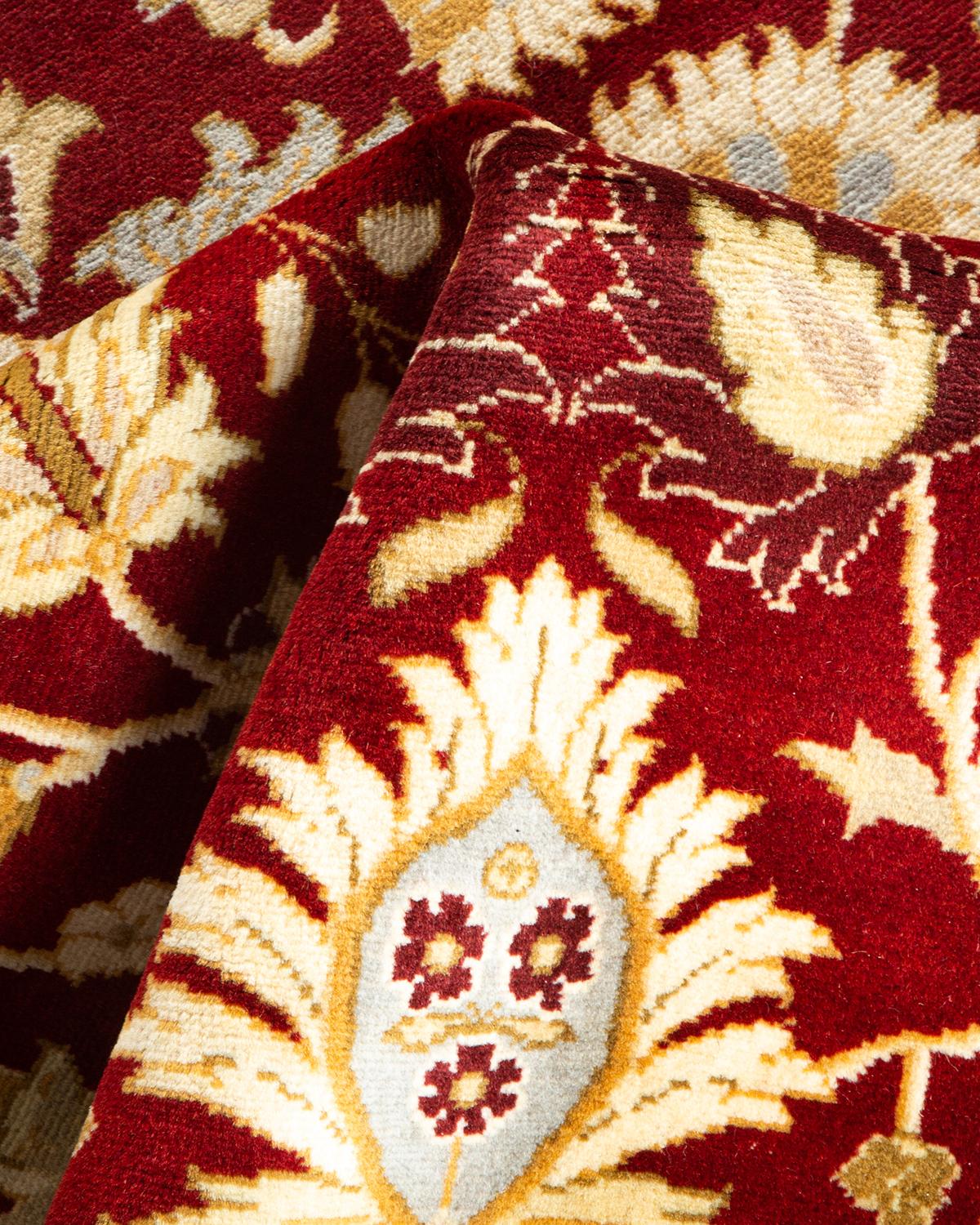 Handgeknüpfter traditioneller orientalischer Mogul-Roter Teppich, handgeknüpft, Unikat im Angebot 1