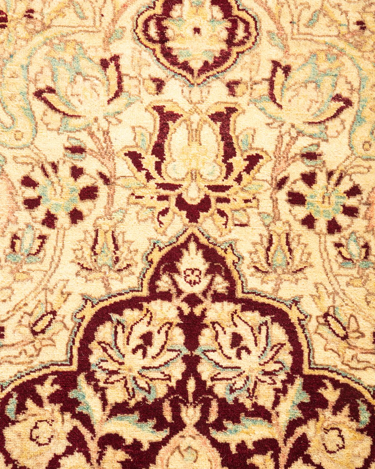 Pakistani One-of-a-kind Hand Knotted Traditional Oriental Mogul Red Area Rug For Sale