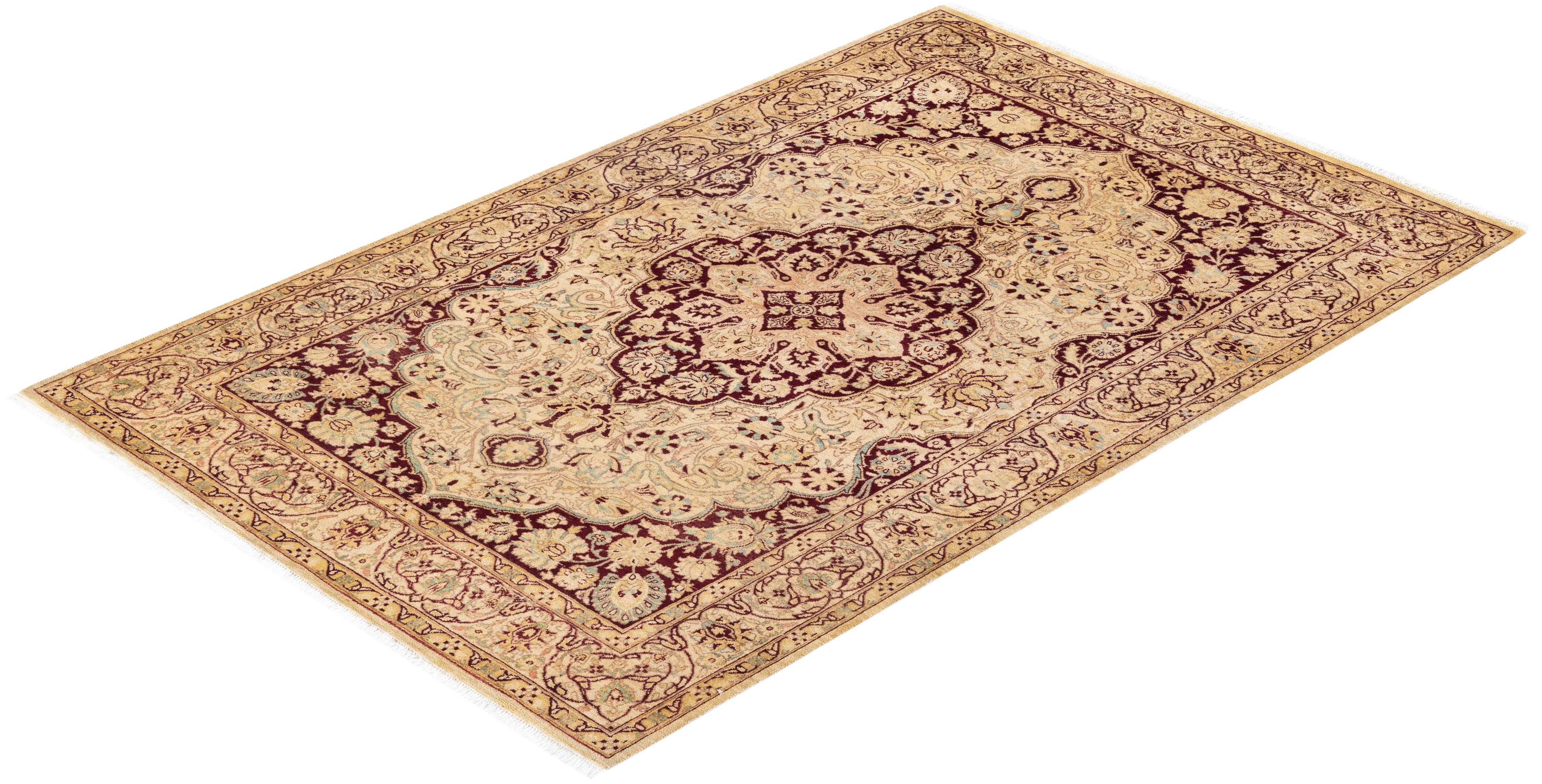 One-of-a-kind Hand Knotted Traditional Oriental Mogul Red Area Rug For Sale 2
