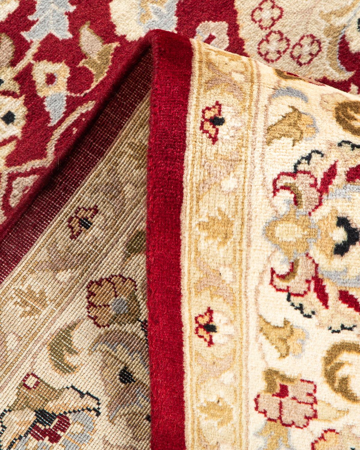 Handgeknüpfter traditioneller orientalischer Mogul-Roter Teppich, handgeknüpft, Unikat (Wolle) im Angebot