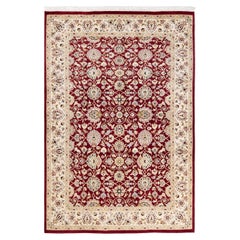 One-Of-A-Kind Hand Knotted Traditional Oriental Mogul Red Area Rug