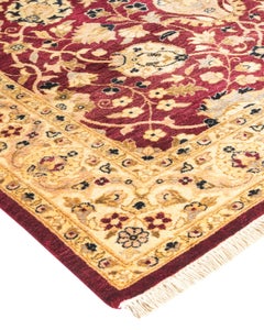 Einzigartiger handgeknüpfter traditioneller orientalischer Mogul-Teppich in Rot