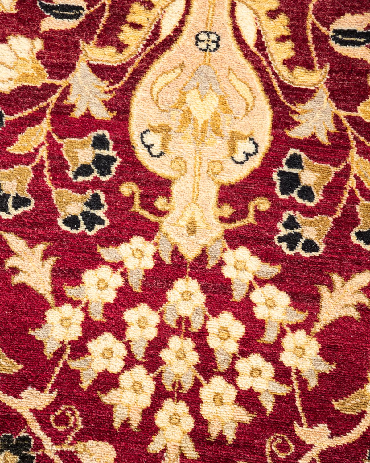 Alfombra Oriental Tradicional Mogul Roja Anudada a Mano Única en su Género Pakistaní en venta