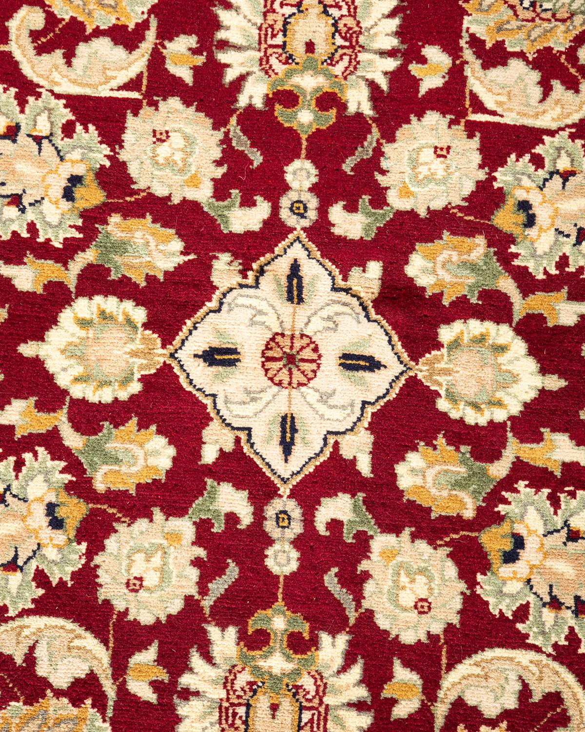 Pakistani One-of-a-kind Hand Knotted Traditional Oriental Mogul Red Area Rug For Sale