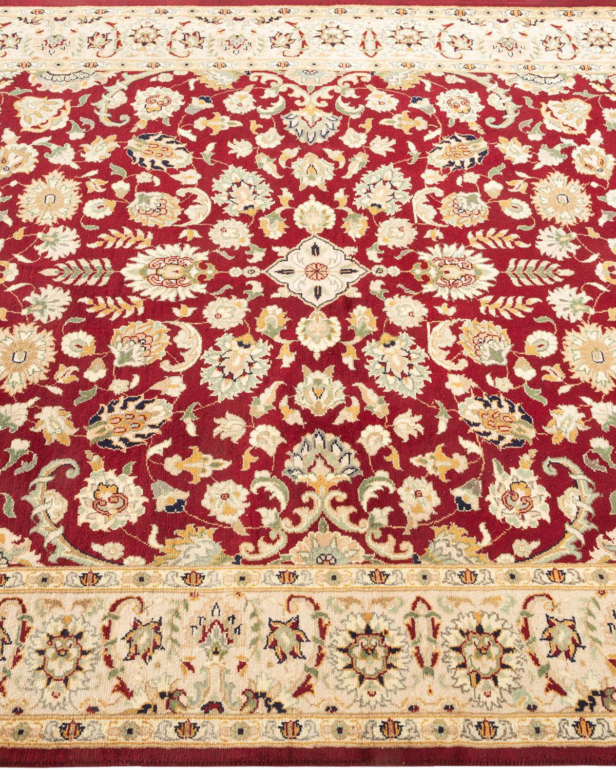 One-of-a-kind Hand Knotted Traditional Oriental Mogul Red Area Rug In New Condition For Sale In Norwalk, CT
