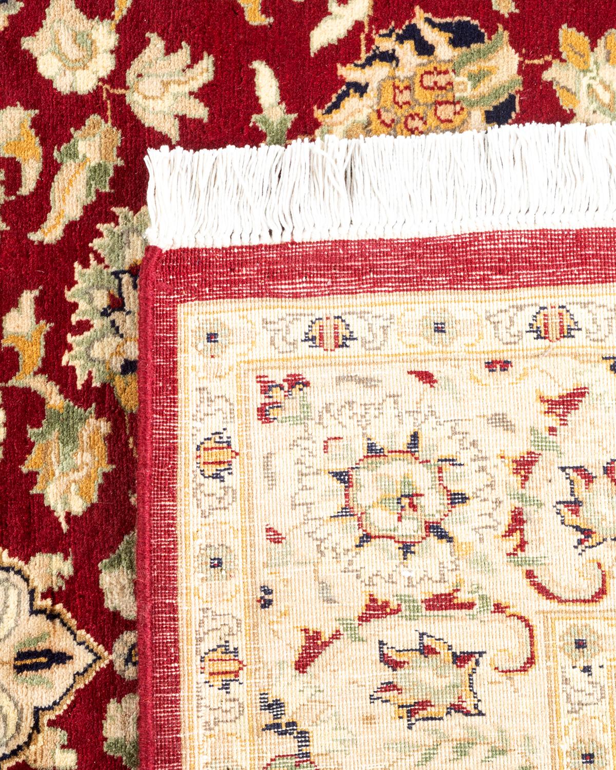 Contemporary One-of-a-kind Hand Knotted Traditional Oriental Mogul Red Area Rug For Sale