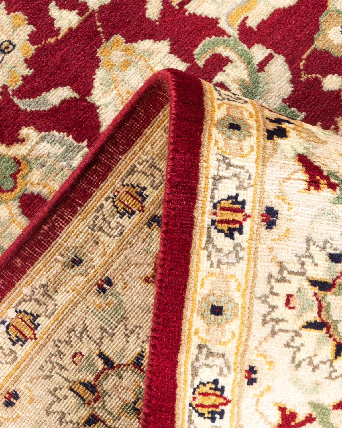 Wool One-of-a-kind Hand Knotted Traditional Oriental Mogul Red Area Rug For Sale