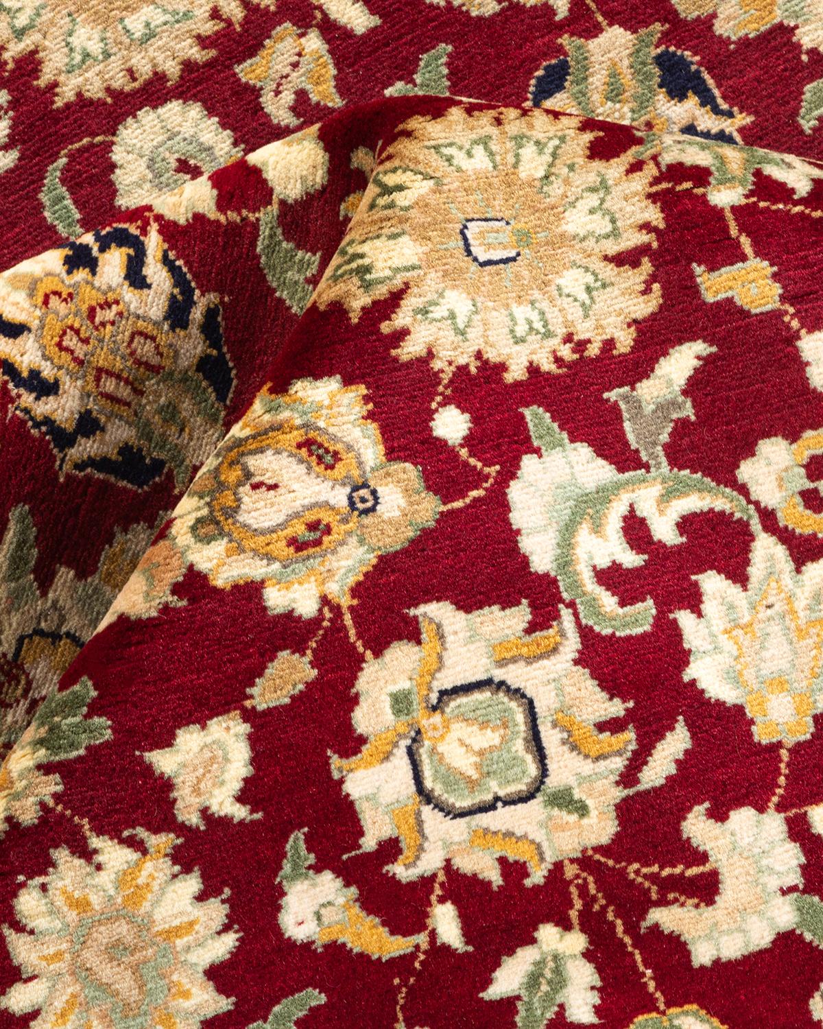 One-of-a-kind Hand Knotted Traditional Oriental Mogul Red Area Rug For Sale 1