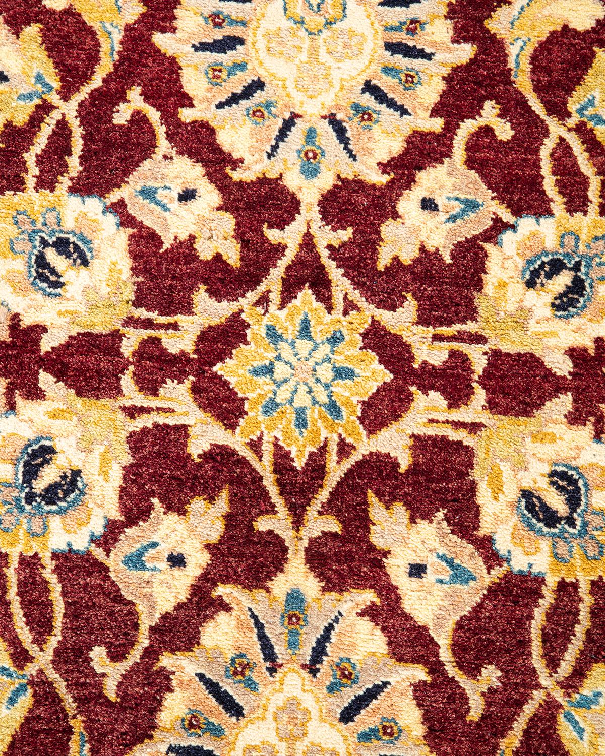 Handgeknüpfter traditioneller orientalischer Mogul-Roter Teppich, handgeknüpft, Unikat (Pakistanisch) im Angebot