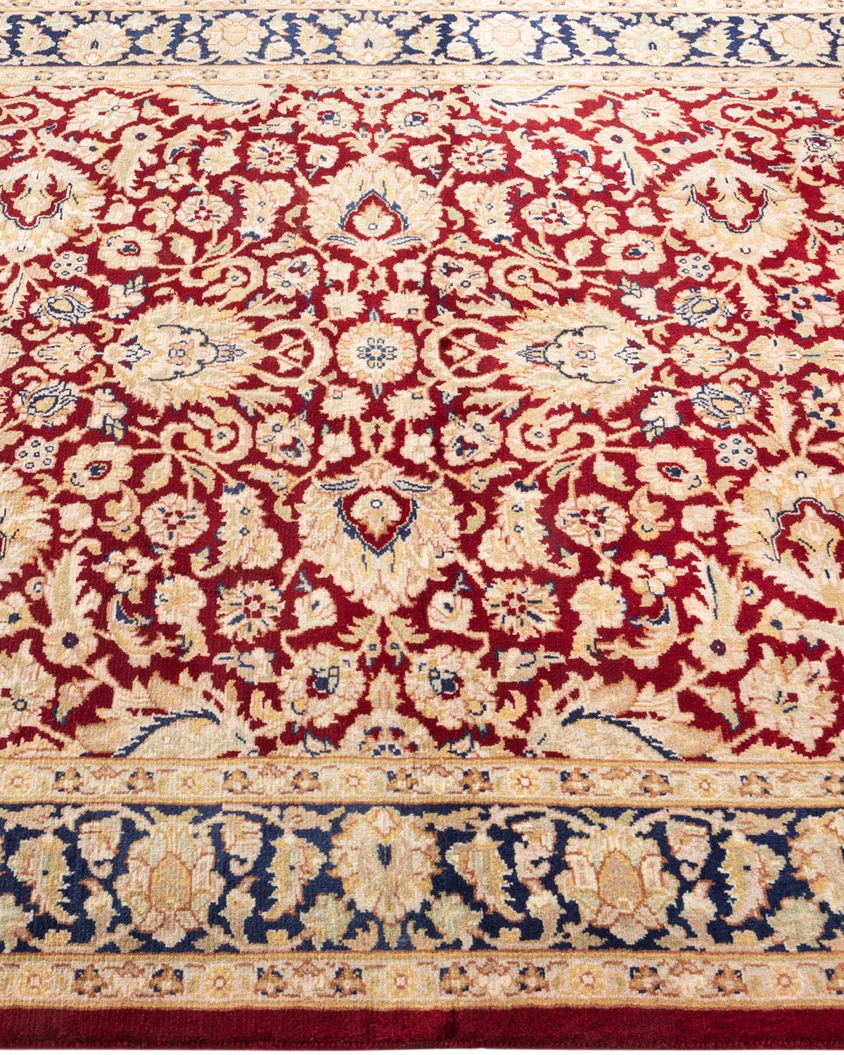 One-of-a-kind Hand Knotted Traditional Oriental Mogul Red Area Rug In New Condition For Sale In Norwalk, CT