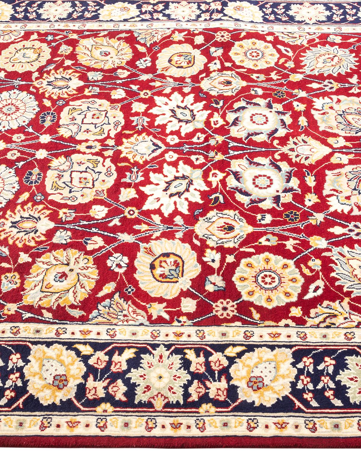 One-of-a-kind Hand Knotted Traditional Oriental Mogul Red Area Rug In New Condition For Sale In Norwalk, CT