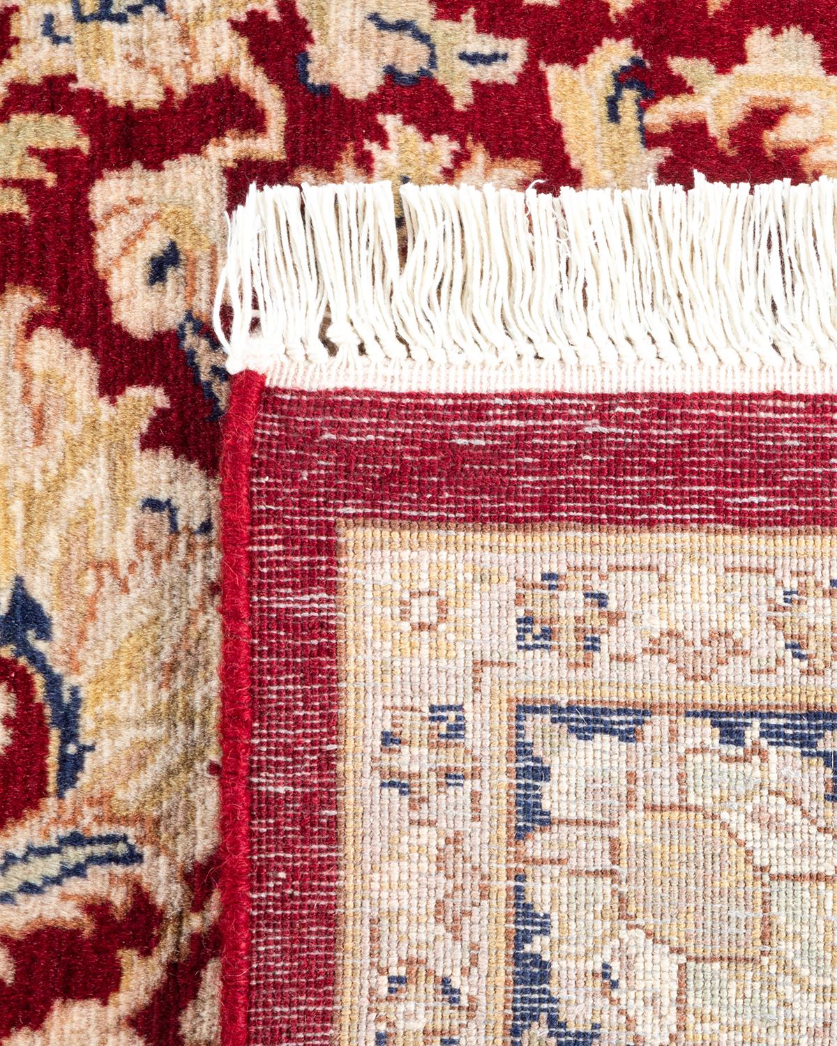 Contemporary One-of-a-kind Hand Knotted Traditional Oriental Mogul Red Area Rug For Sale