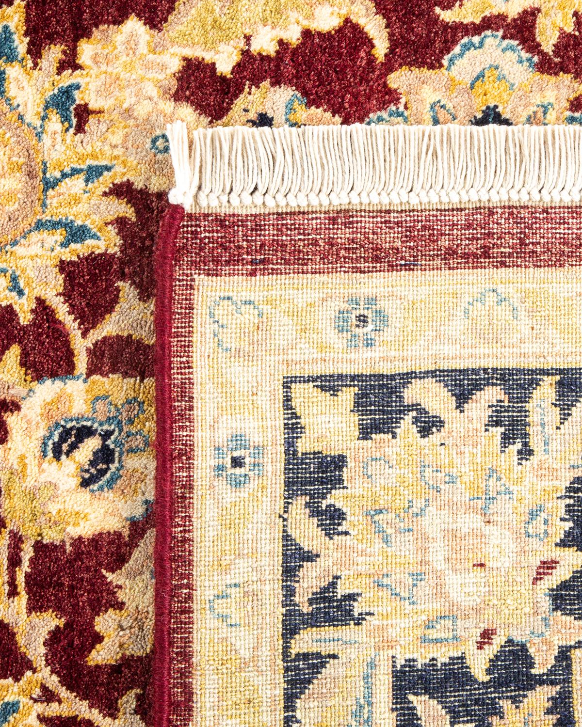 Handgeknüpfter traditioneller orientalischer Mogul-Roter Teppich, handgeknüpft, Unikat (21. Jahrhundert und zeitgenössisch) im Angebot