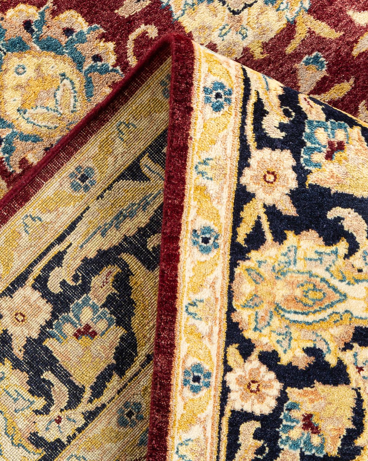 Handgeknüpfter traditioneller orientalischer Mogul-Roter Teppich, handgeknüpft, Unikat (Wolle) im Angebot