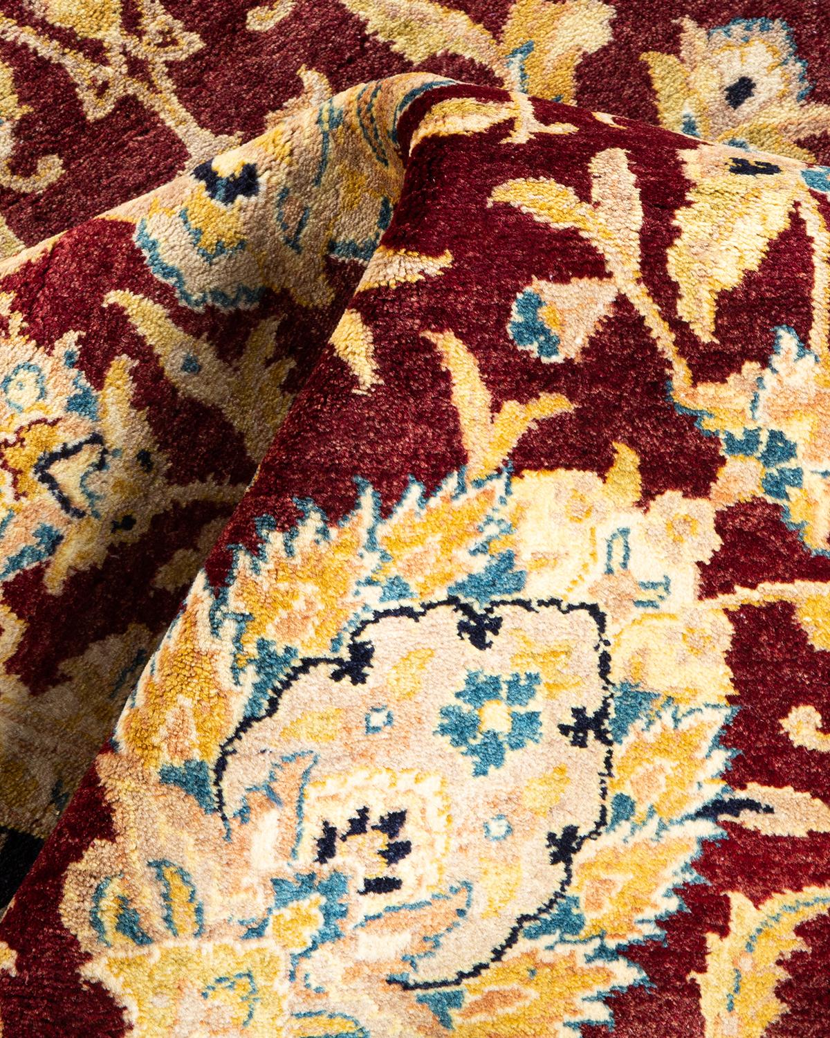Handgeknüpfter traditioneller orientalischer Mogul-Roter Teppich, handgeknüpft, Unikat im Angebot 1