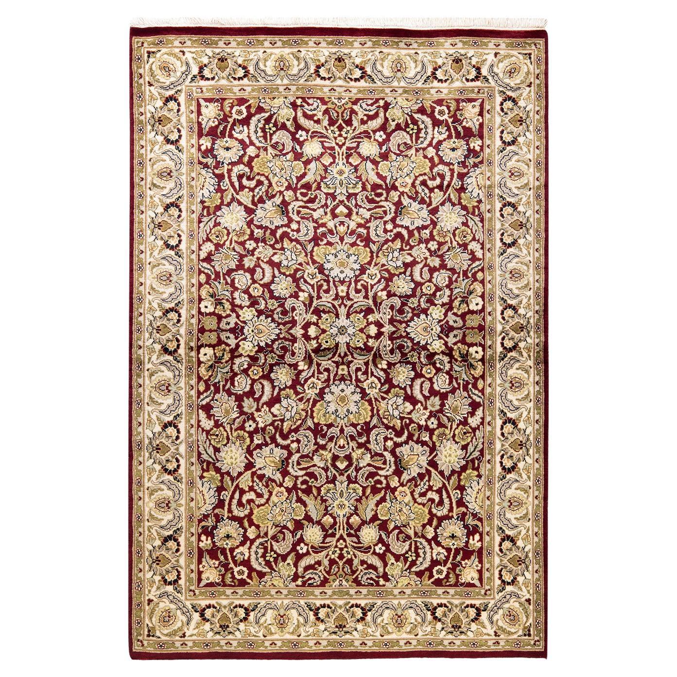 One-Of-A-Kind Hand Knotted Traditional Oriental Mogul Red Area Rug