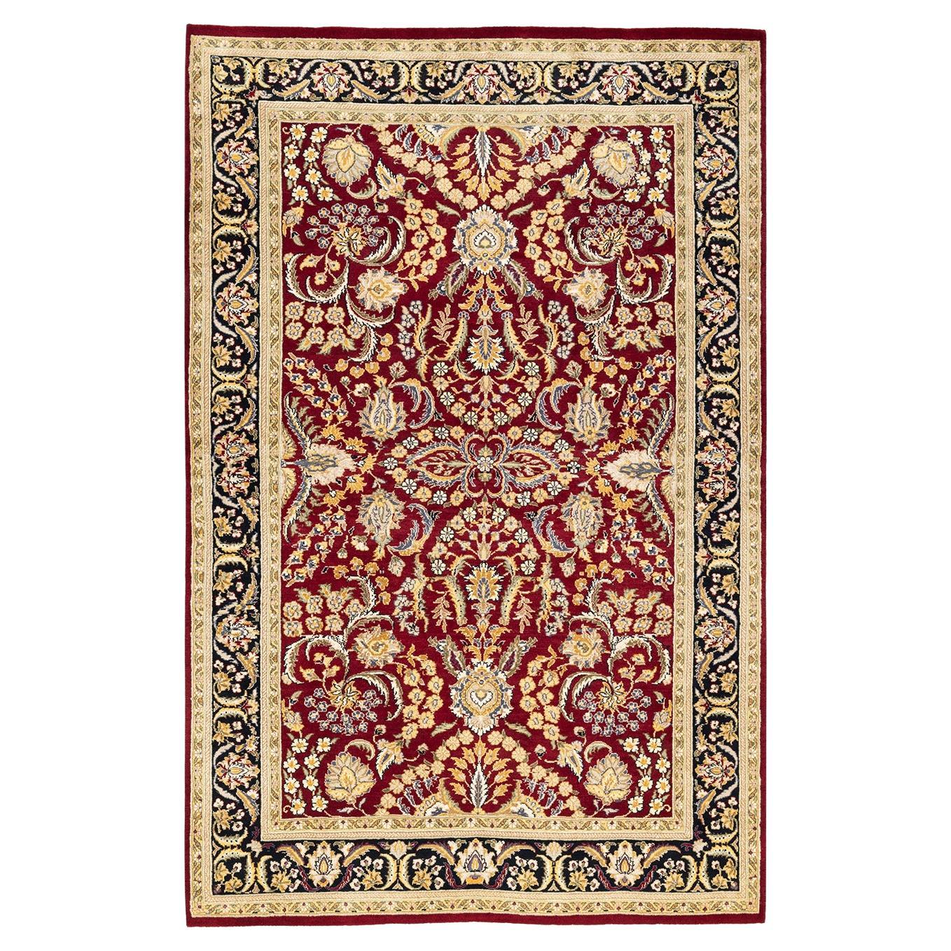One-Of-A-Kind Hand Knotted Traditional Oriental Mogul Red Area Rug