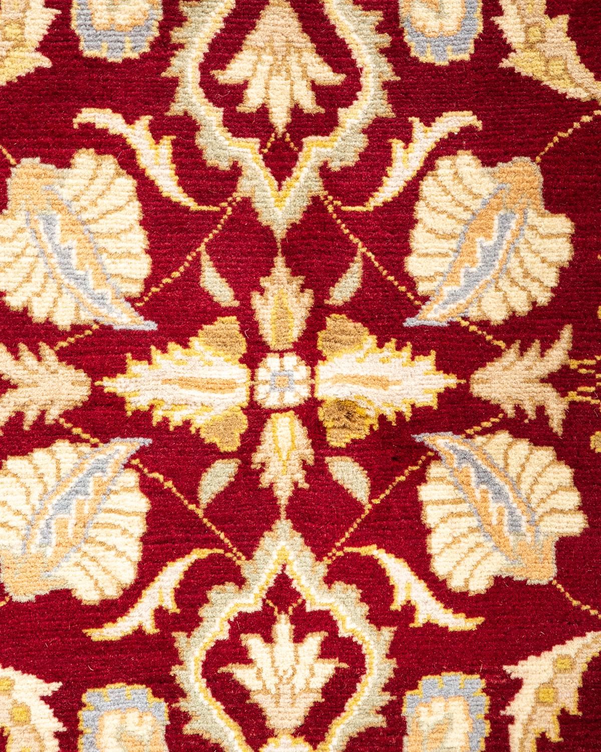 Pakistani One-of-a-kind Hand Knotted Traditional Oriental Mogul Red Area Rug For Sale