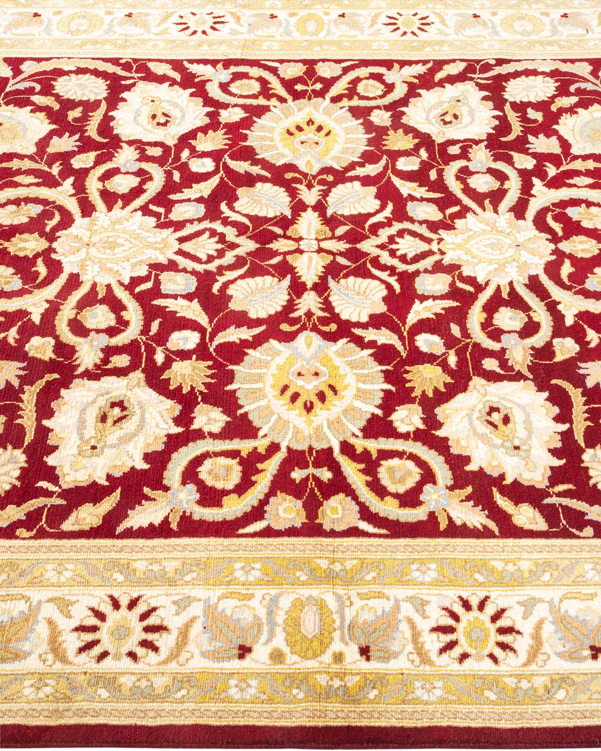 One-of-a-kind Hand Knotted Traditional Oriental Mogul Red Area Rug In New Condition For Sale In Norwalk, CT