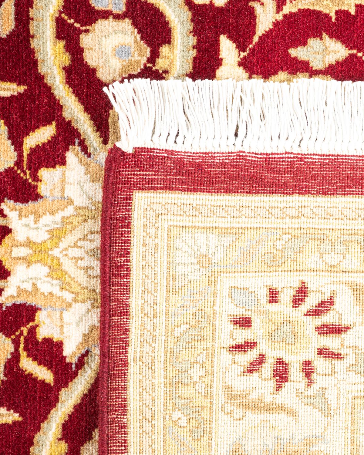 Contemporary One-of-a-kind Hand Knotted Traditional Oriental Mogul Red Area Rug For Sale