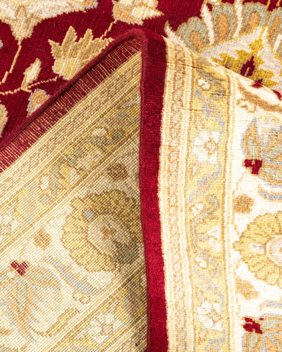 Wool One-of-a-kind Hand Knotted Traditional Oriental Mogul Red Area Rug For Sale