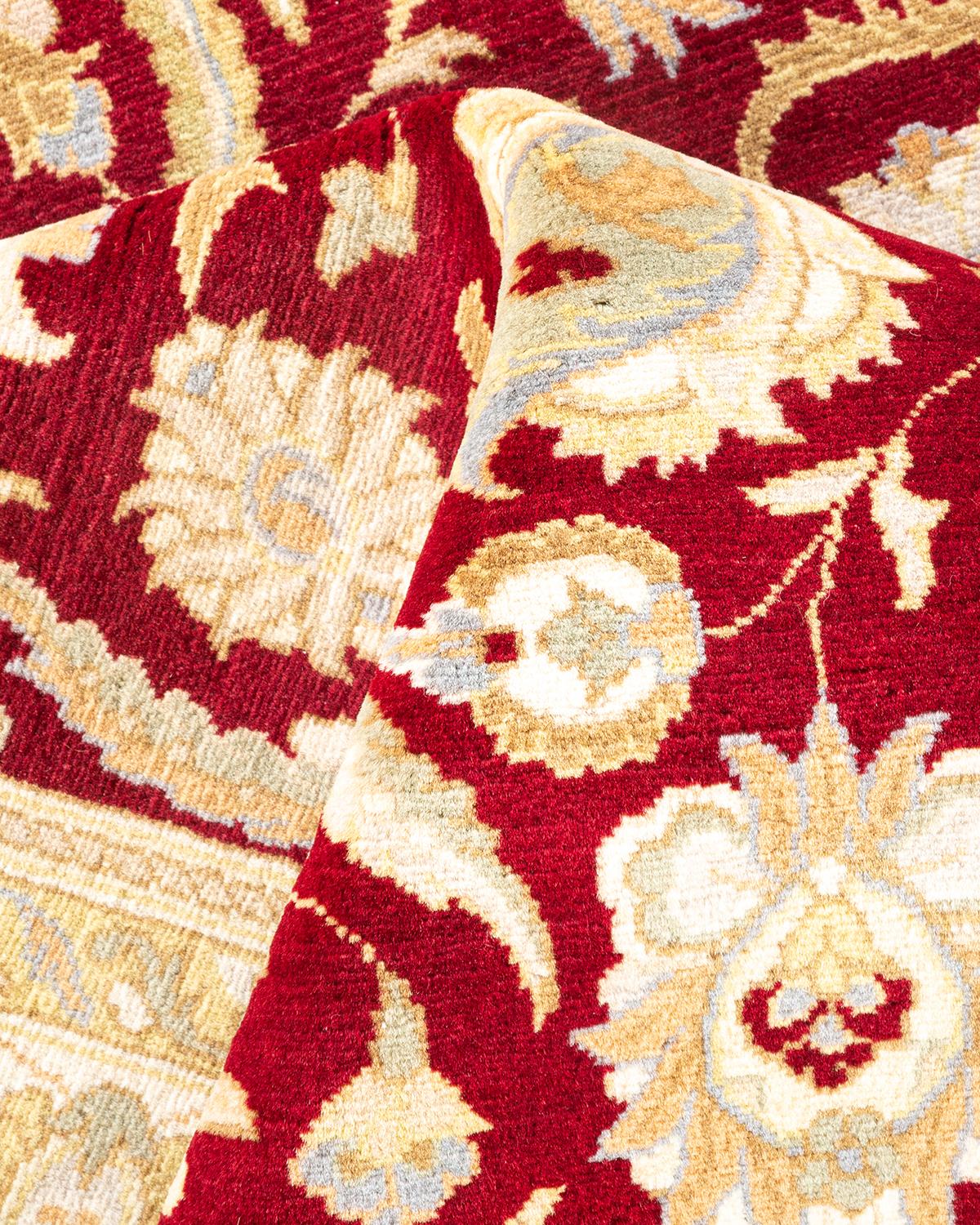 One-of-a-kind Hand Knotted Traditional Oriental Mogul Red Area Rug For Sale 1