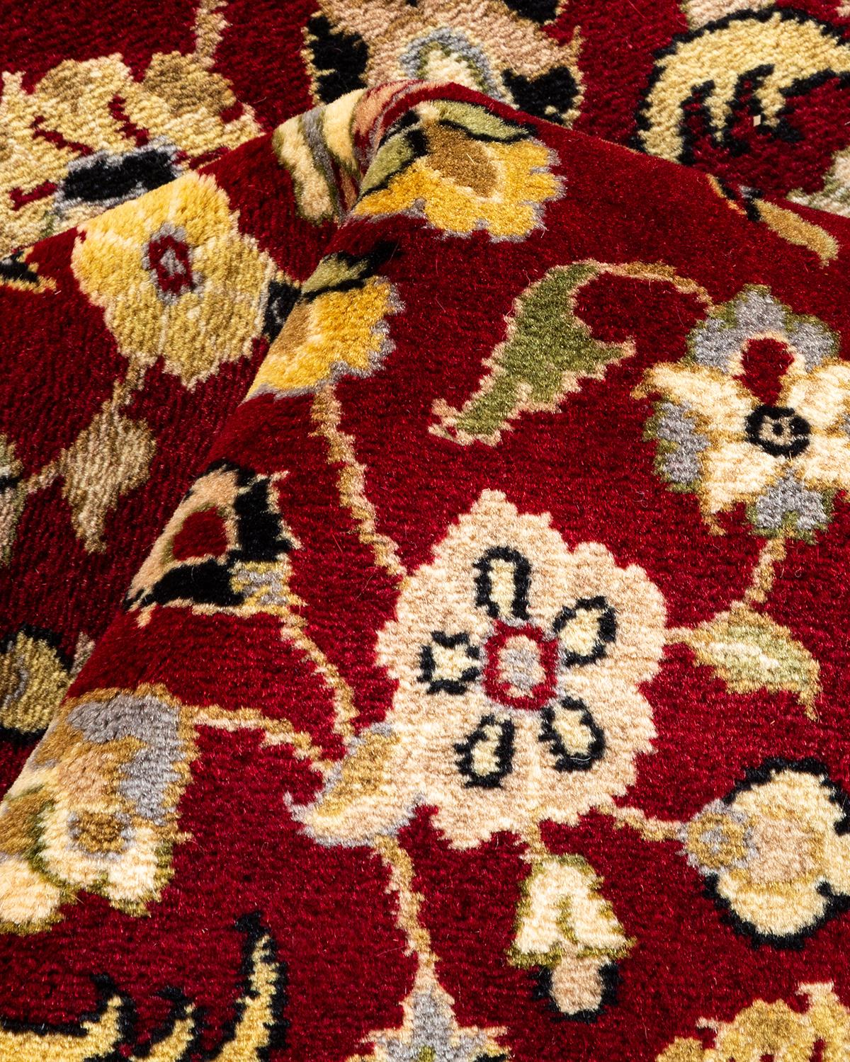 Alfombra oriental tradicional Mogul roja anudada a mano única en su género en venta 1