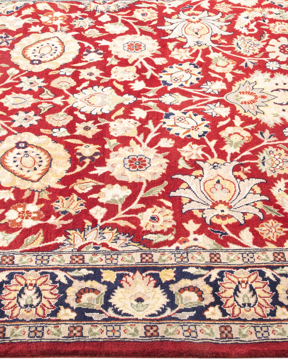One-of-a-Kind Hand Knotted Traditional Oriental Mogul Red Area Rug 4' 2