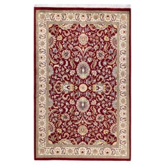 One-of-a-kind Hand Knotted Traditional Oriental Mogul Red Area Rug